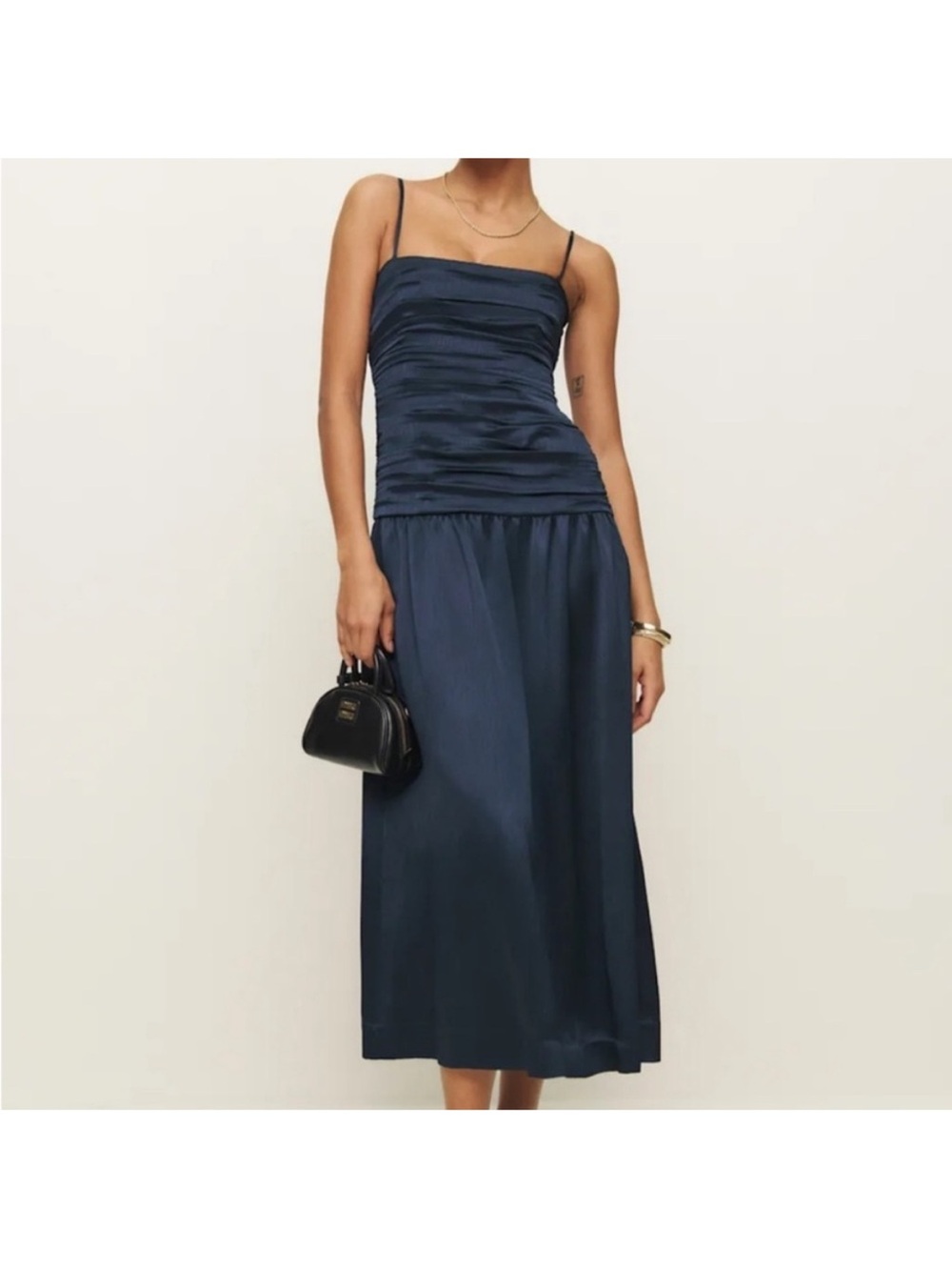 Reformation Zeya Navy Blue Midi Dress